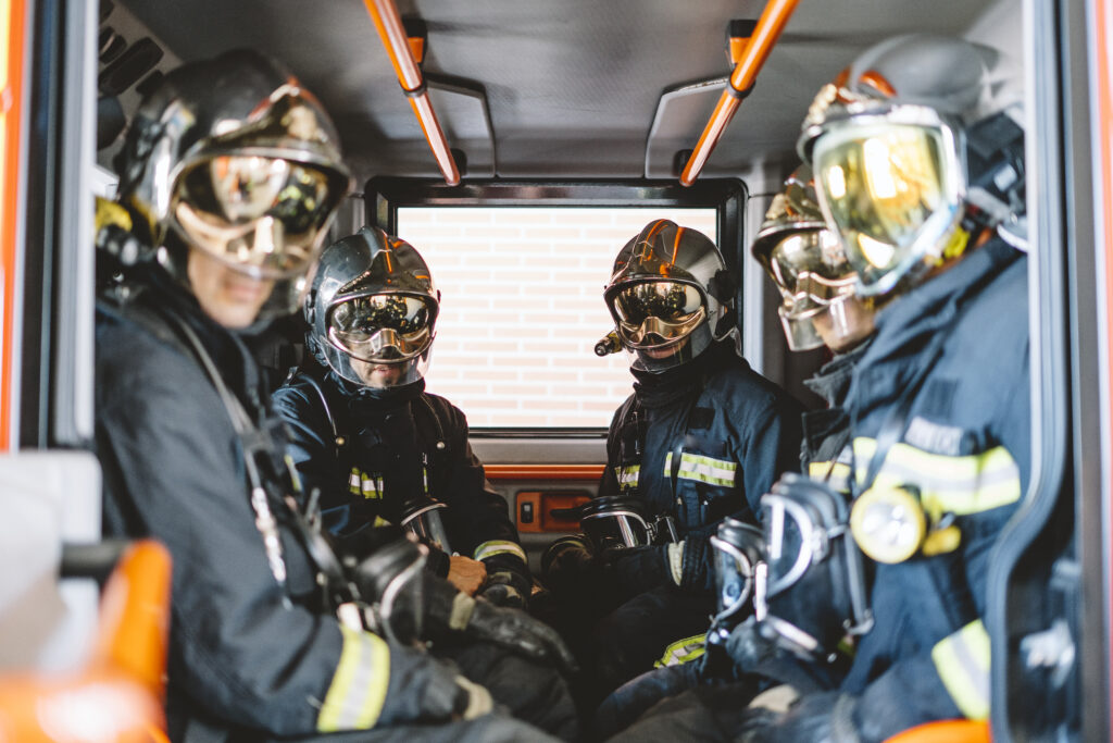 unrecognizable firemen with helmet in an emergency 2023 11 27 05 08 15 utc AM Healthcare