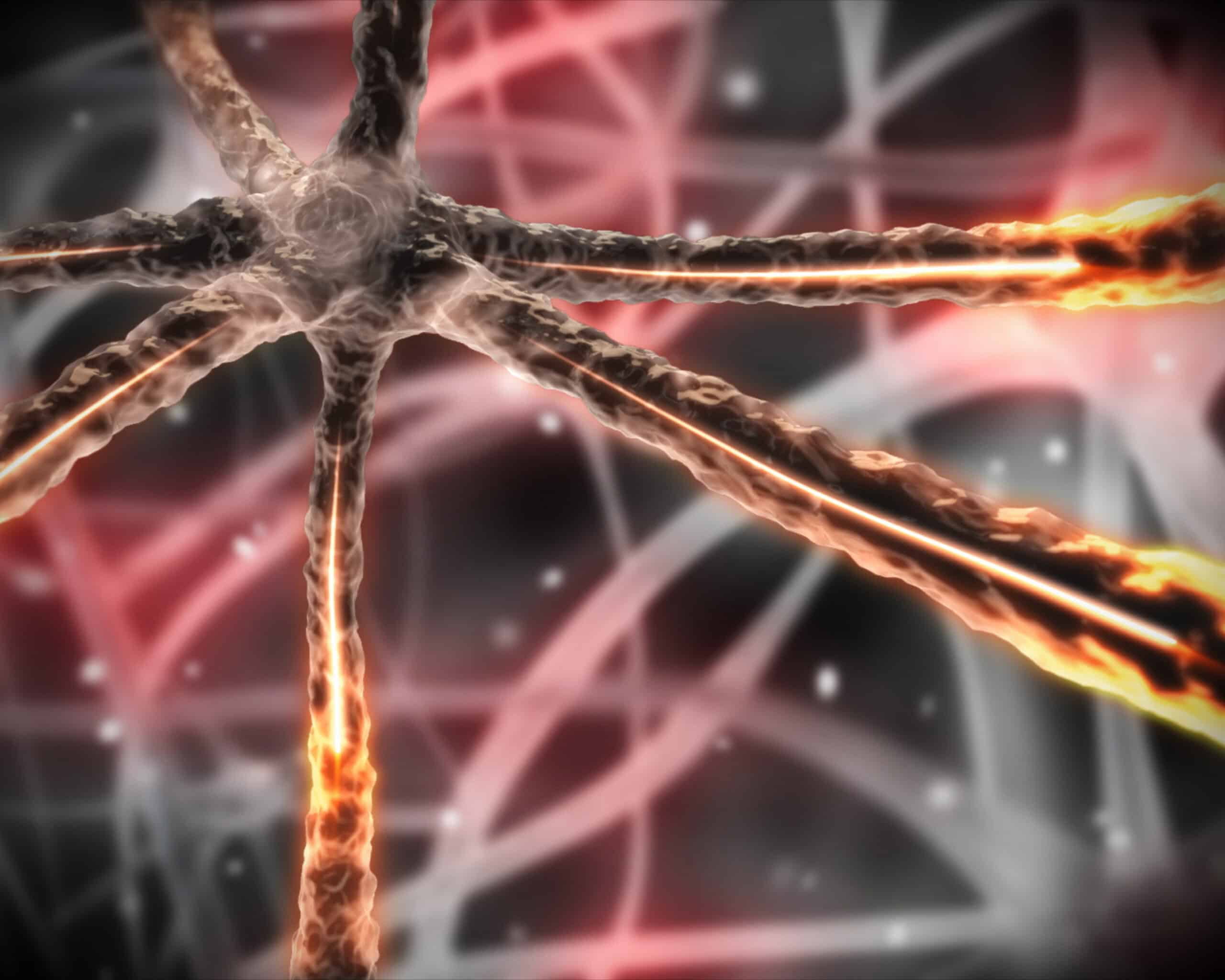 Illustration of neurons firing, representing how alcohol affects brain chemistry.