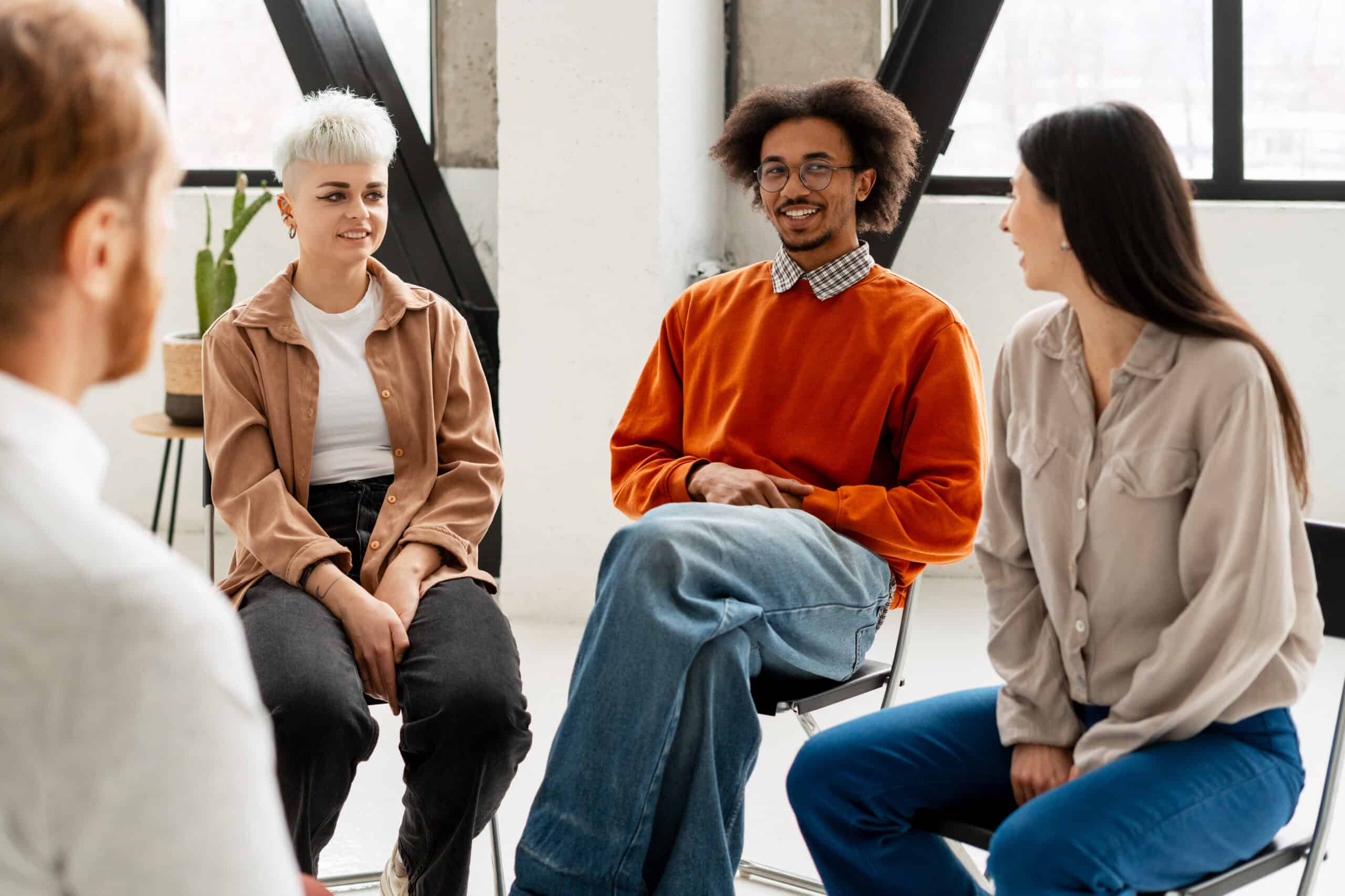 Outpatient addiction treatment session with a small therapy group in Los Angeles