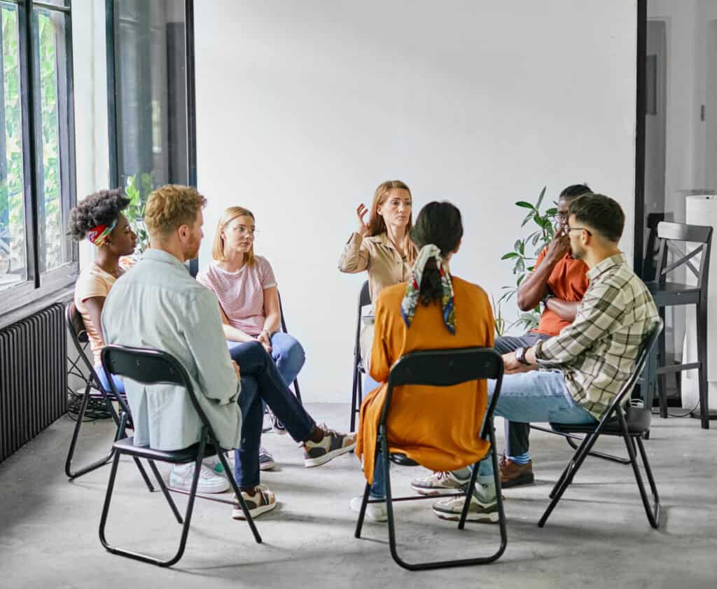 Group therapy session in a partial hospitalization program in Los Angeles