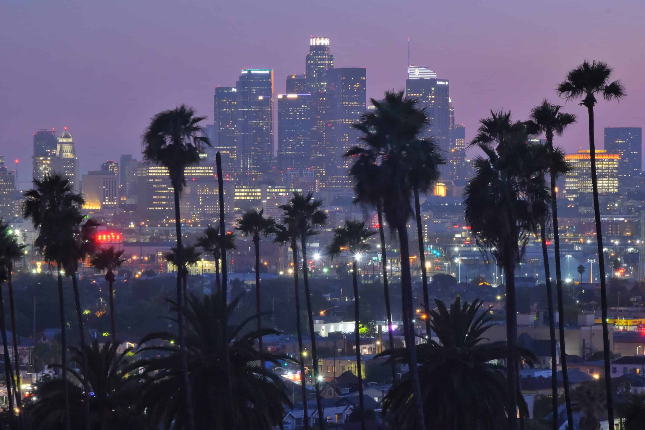 Los Angeles skyline, where county data shows fentanyl overdoses declining for two straight years